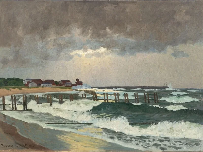 1881-Rudolf Hacke - Costa del Mar Baltico in tempesta